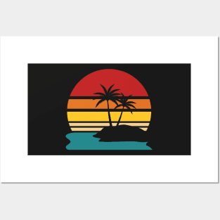 Retro Tropical Sunset Posters and Art